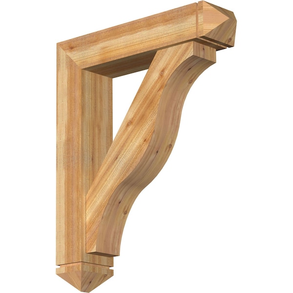 Ekena Millwork Funston Arts and Crafts Rough Sawn Bracket w/ Offset Brace, Western Red Cedar, 8"W x 36"D x 44"H BKT0806X36X44FST03RWR - main
